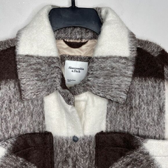 ABERCROMBIE & FITCH Womens Winterized Wool-Blend Shirt Jacket NEW $180 Brown M - Picture 5 of 16